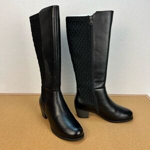 Propet Talise Black Tall Boots Women 8.5 Wide Calf Stretch Leather MSRP $155 NEW
